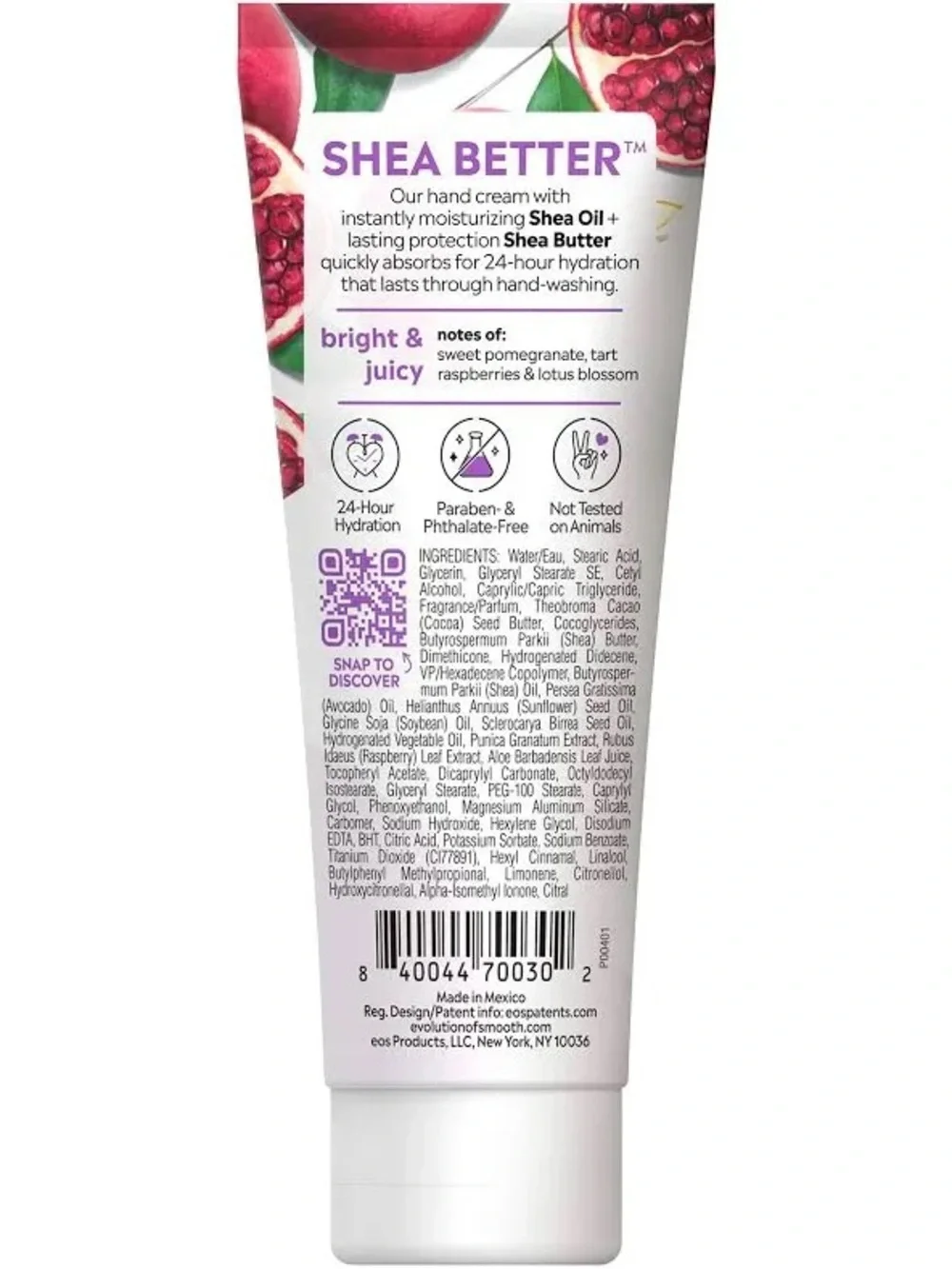 eos Shea Better Pomegranate Raspberry Hand Cream - Magenta and White